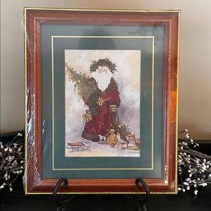Sealed Peggy Abrams Matted and Framed “Father Christmas” Print